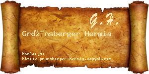 Grünsberger Hermia névjegykártya